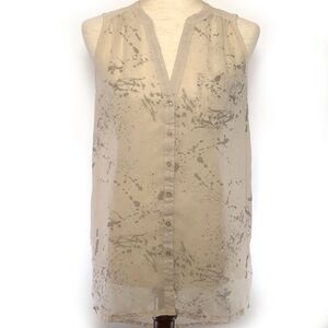 Silver Jeans Sheer Tan Sleeveless V Neck Blouse Top